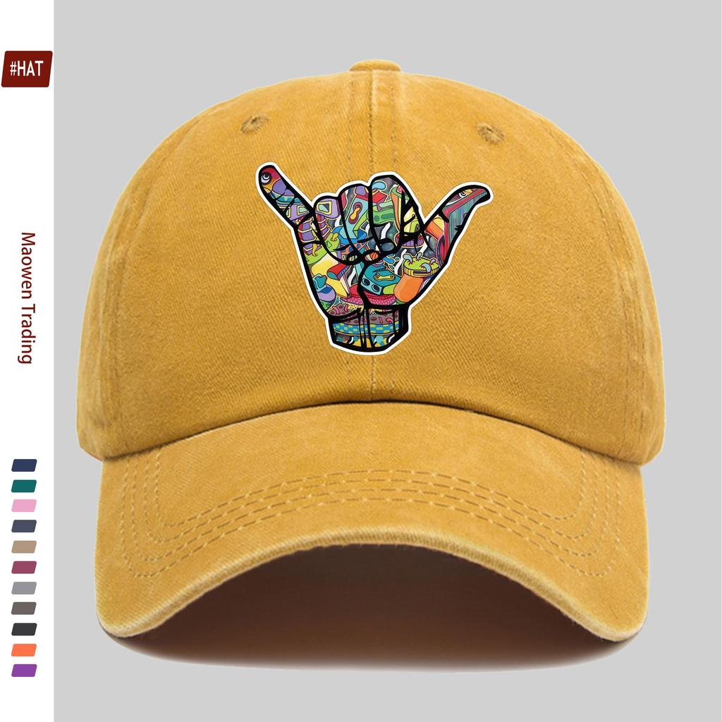 Pc Hawaiian Six Hand Gesture Pattern Print Baseball Cap Casual Decorative Design Sun Hat Comfortable and Lightweight Multi