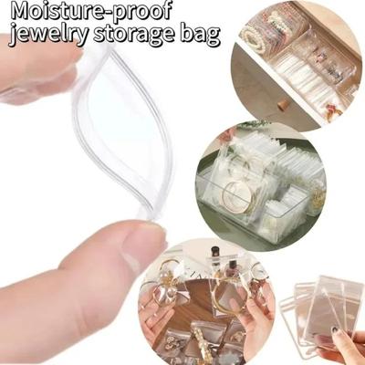 4 Sizes PVC Anti-Oxidation Clear Jewelry Organizer Earring Ring Necklace Storage Bags Travel, Anti Tarnish Protect Jewelry