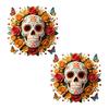 Indoor Outdoor Festive Window Art Day of The Dead Skull Flower Static Sticker, Colorful Mexican Floral Glass Decorative Stickers for Home Halloween