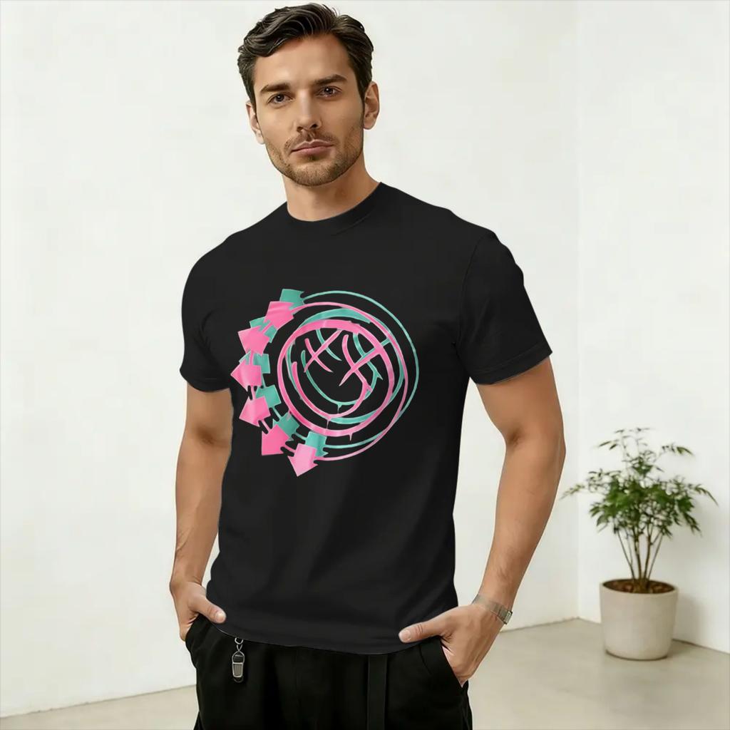 Band B-Blinks182s Unisex's T Shirts Vintage Tees Short Sleeve Round Collar T-Shirts Cotton Gift Clothing