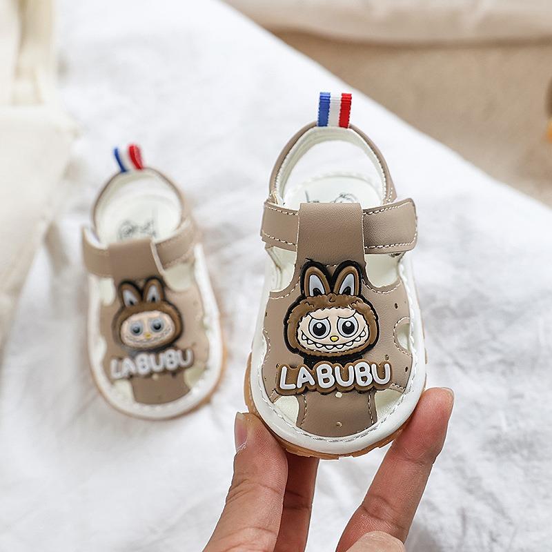

Baby shoes 6-12 months girls soft sole walking shoes summer new boys closed-toe sandals squeaky shoes 20 хакі