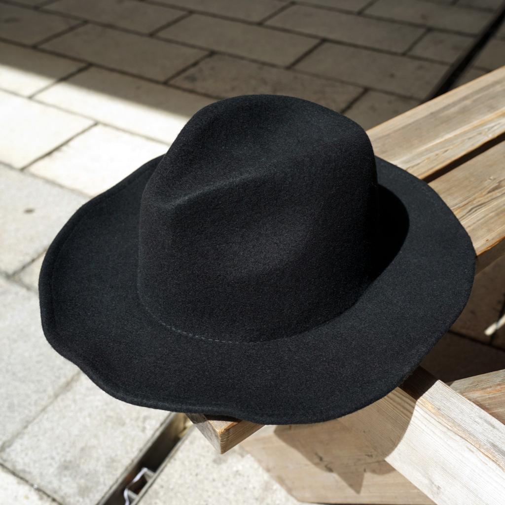 Korean Casual Brown Black Wide-Brimmed Wool Top Hat Men'S And Women'S Autumn And Winter Vacation Versatile Retro Felt Hat