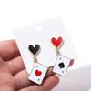2 Pairs Fashionable Playing Card Earrings Trendy Asymmetric Poker Ear Pendants Handmade Accessories for Stylish Women
