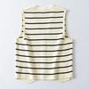 Women Knitting Vest V-Neck Sleeveless Single Breasted Striped Print Vest Wrinkle-Resistant Knitwear Daily Wear