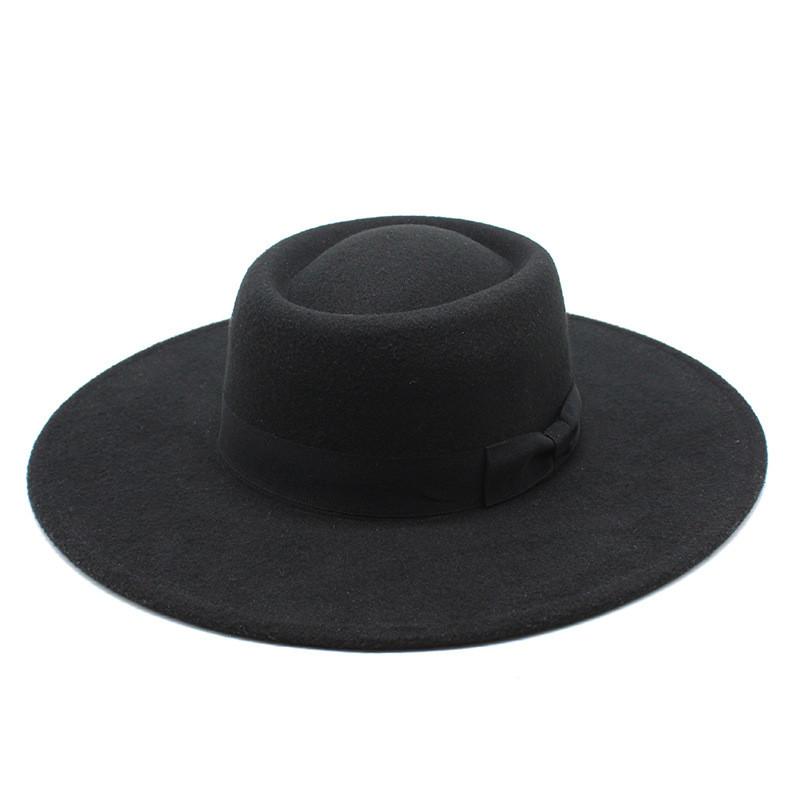 Wool Felt Fedora Hat For Men Women With Wide Brim In Classic Black For Formal Events
