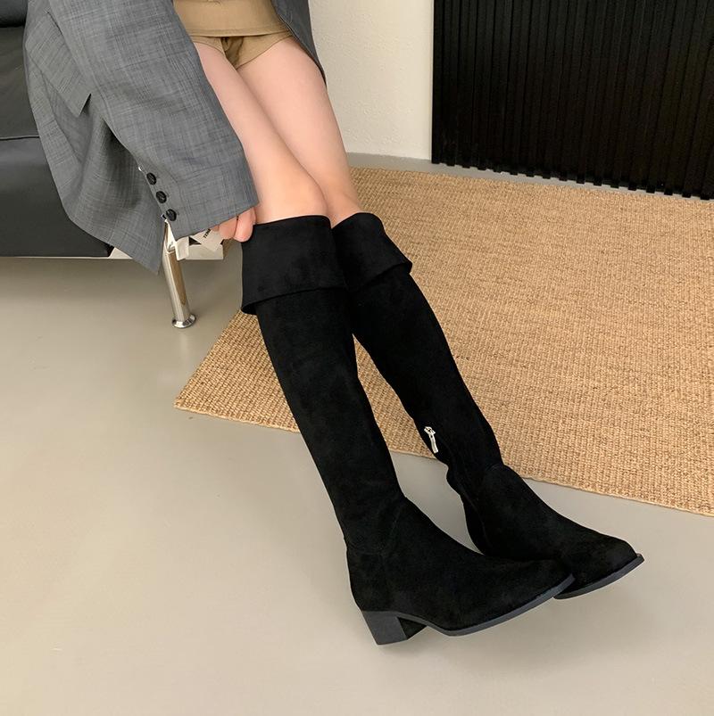 Носите больше одного ботинка Каблук ботфорты ботинки ботинки осень и зима куча рыцарские ботинки мартинсы 35 чёрный 5229₽