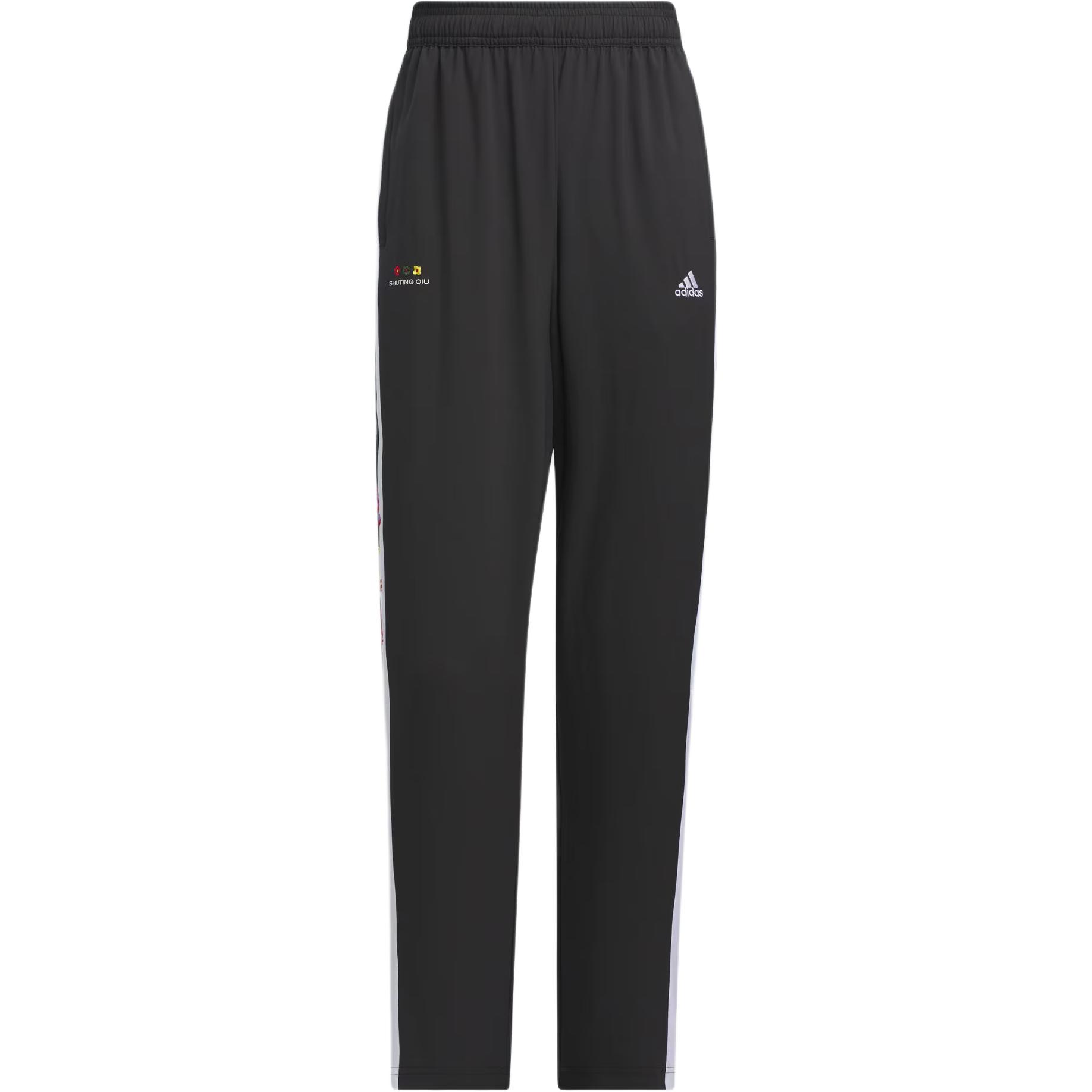 

Adidas X Shuting Qiu Полосатые прямые спортивные брюки с цветочной вышивкой Женские брюки черные IM8450 S