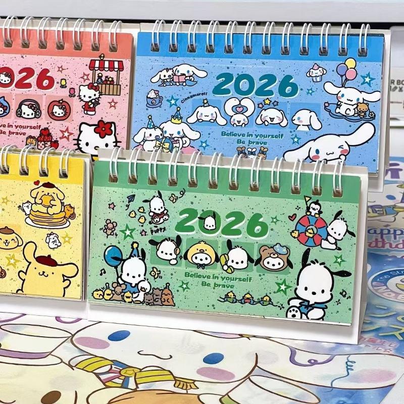 Cute Cartoon 2026 Colorful Sanrio Small Desk Calendar Desktop Ornament Creative Calendar Planner Desktop Office Stationery Gifts