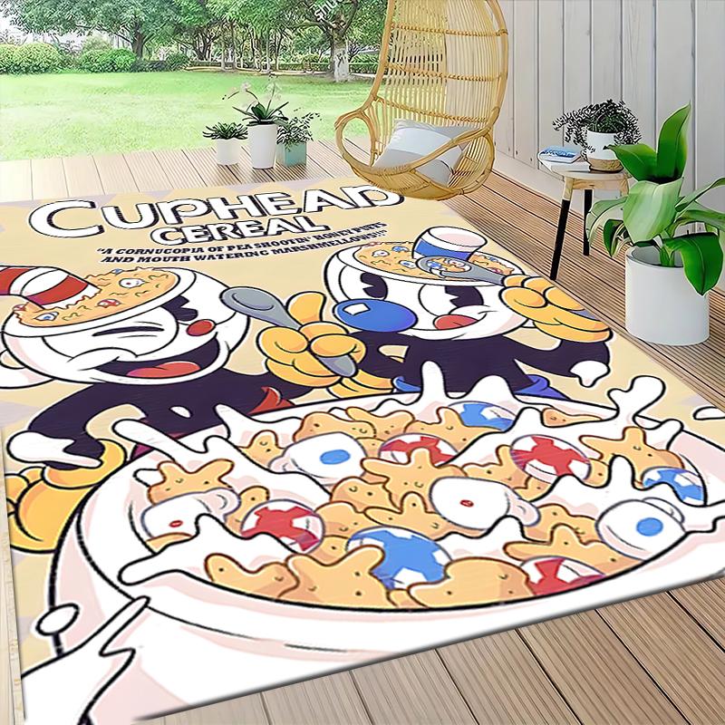 1 Stück Cuphead Mugman Abenteuer Teppich Teppich Anpassbar Weich Waschbar Rutschfest Zuhause Wohnzimmer Sofamatten Personalisierter Teppich 0917249