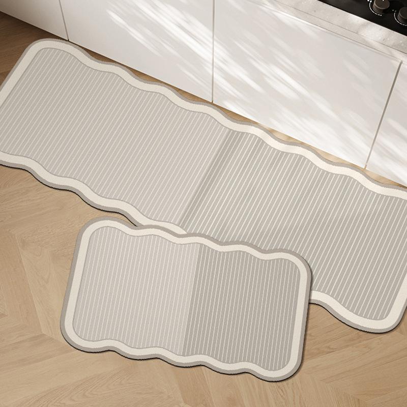Diatom Mud Kitchen Floor Mat Dirt-resistant Anti-slip Mat Wasabi Wind Absorbing Quick-drying Foot Mat Long Two-piece Set