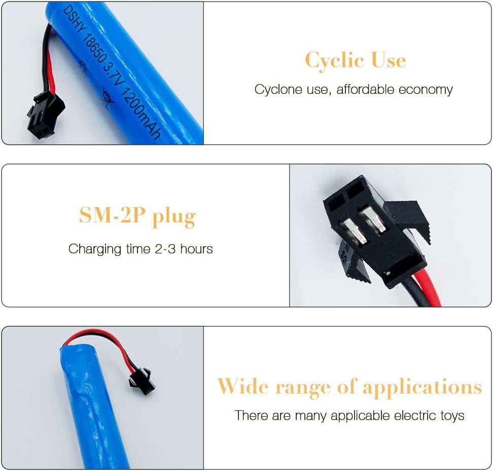 4 Piezas Batería Recargable Li-ion 3.7V 1200mAh con Conector SM-2P + Cable USB – Compatible con Coche RC DE45 DE42 1:14