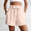 Summer Shorts For Women Casual Ruffle Drawstring High Waist Wide Leg Shorts