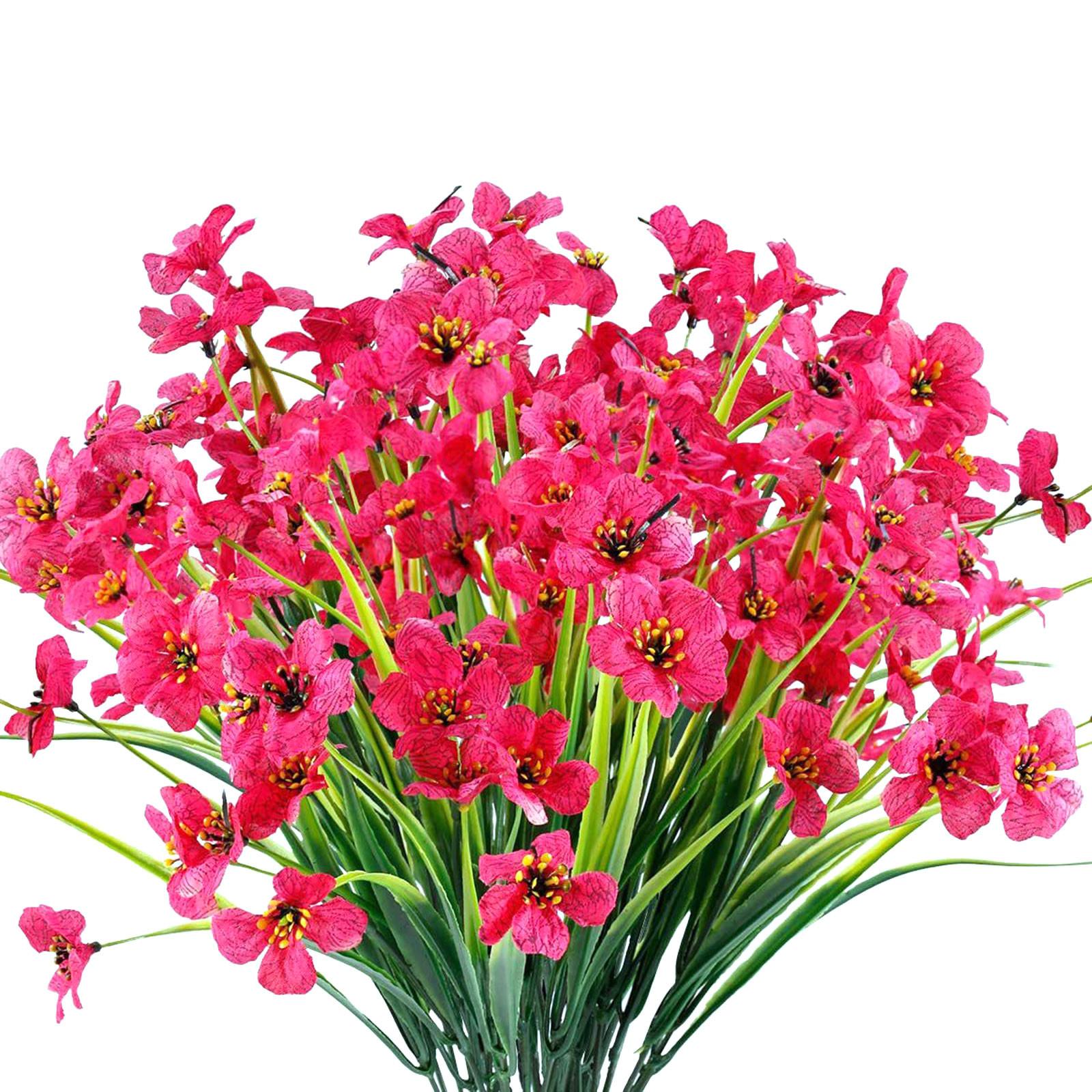 

6шт искусственные шелковые цветы для украшения домашнего кухонного свадебного стола One Size горячий розовый