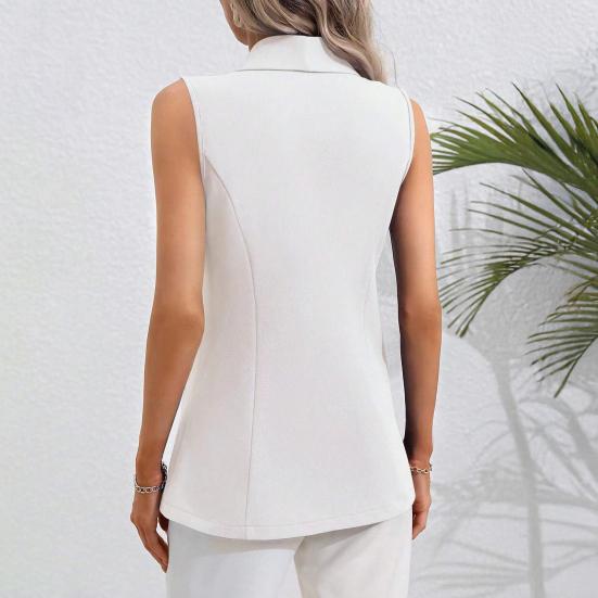 Ärmellose Blazerweste für Damen Offene Vorderseite Revers V-Ausschnitt Ein Knopf