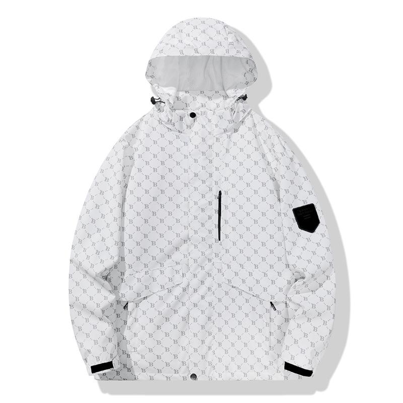 

Ветровка с капюшоном B-Style: Трендовая унисекс ветрозащитная водонепроницаемая куртка для весенних и осенних приключений на открытом воздухе XL белый