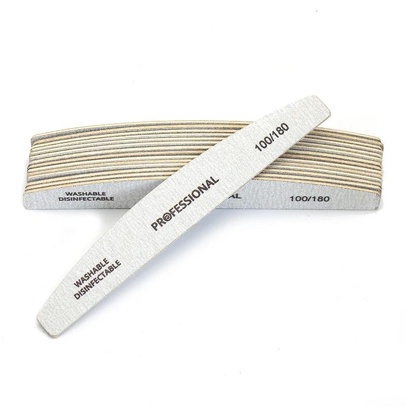 

10pcs/Lot Wooden Nail Files Professional 100 180 240 Emery Board Manicure Buffer Grey Boat Double-sided Wooden Pedicure Buffers