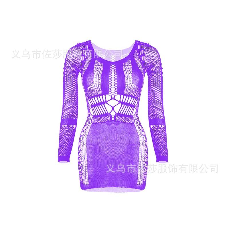 Sex Underwear New Short Skirt Hip Skirt Mesh Coat Hollow Sexy Temptation Sexy Long Sleeves