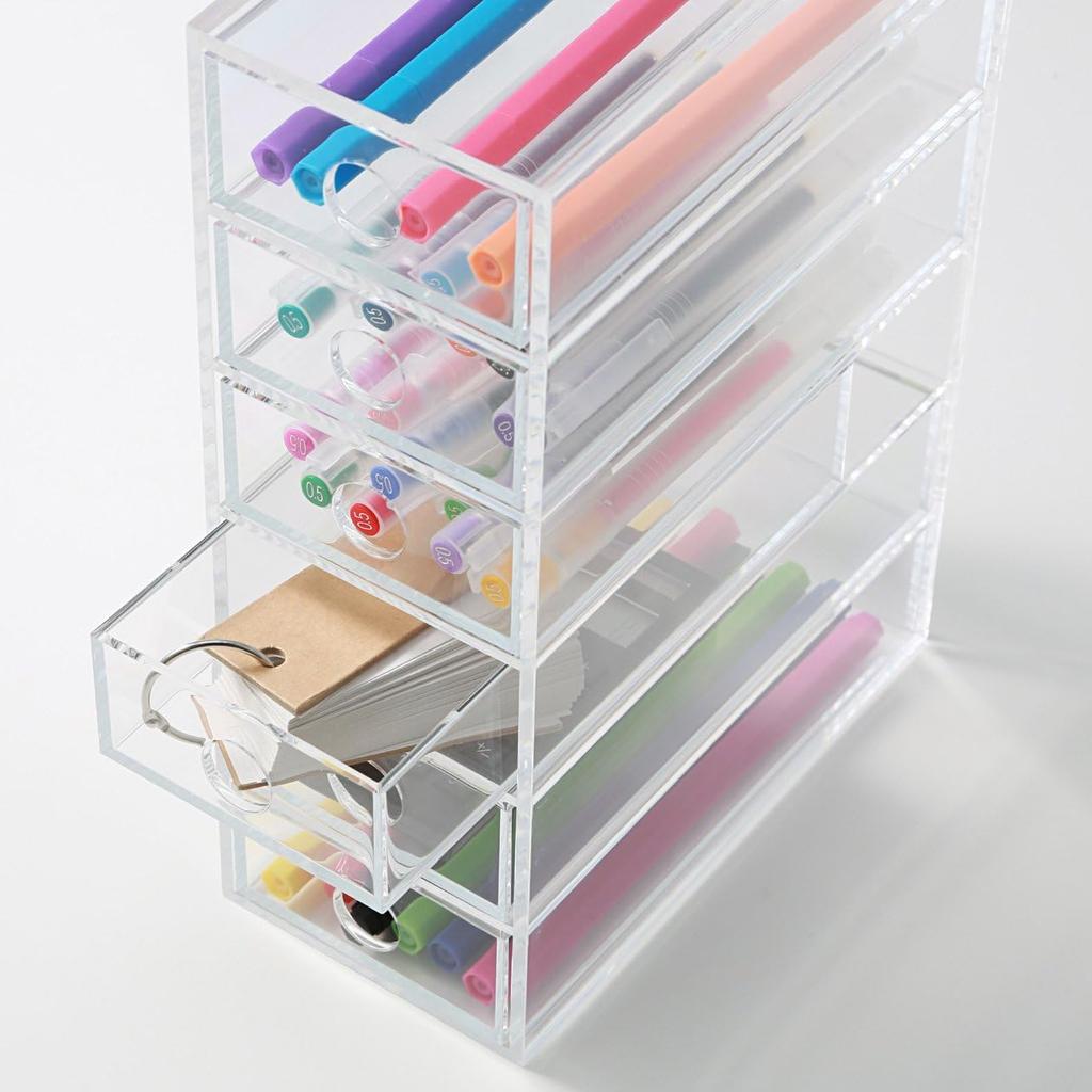 MUJI Acrylic Small Item Storage 6 Tiers Width 8.7cm Depth 17cm Height 25.2cm