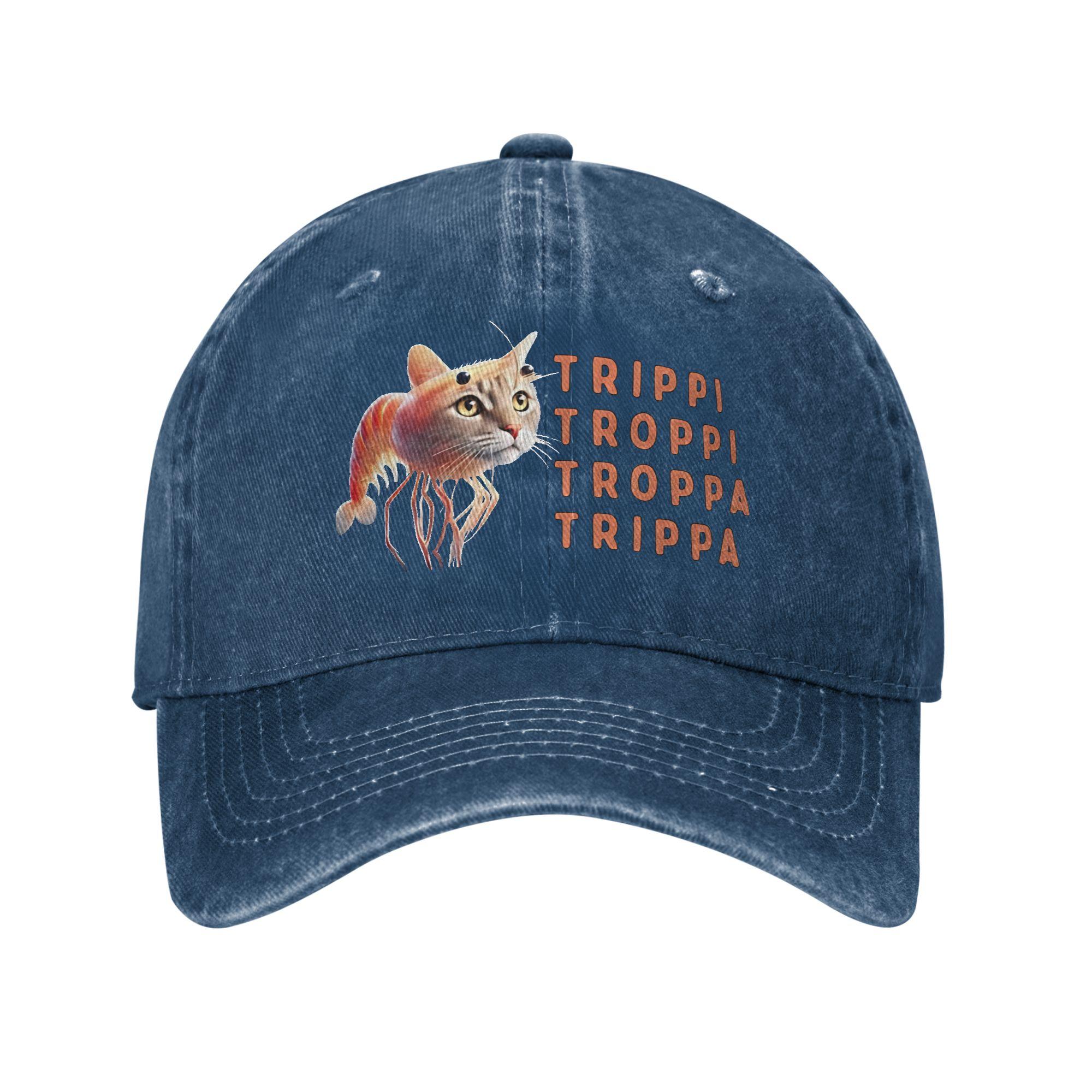 

Trippi Troppi Cat Casual Baseball Cap Running Hippie Trucker Hat Summer Dropshipping Men Women DIY Print Baseball Caps One Size темно-синий