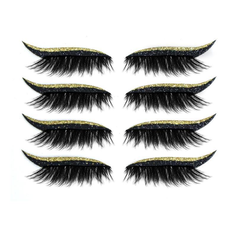 Set di adesivi per trucco occhi ciglia finte Riutilizzabile Eyeliner e adesivi per ciglia Eyeliner glitterato