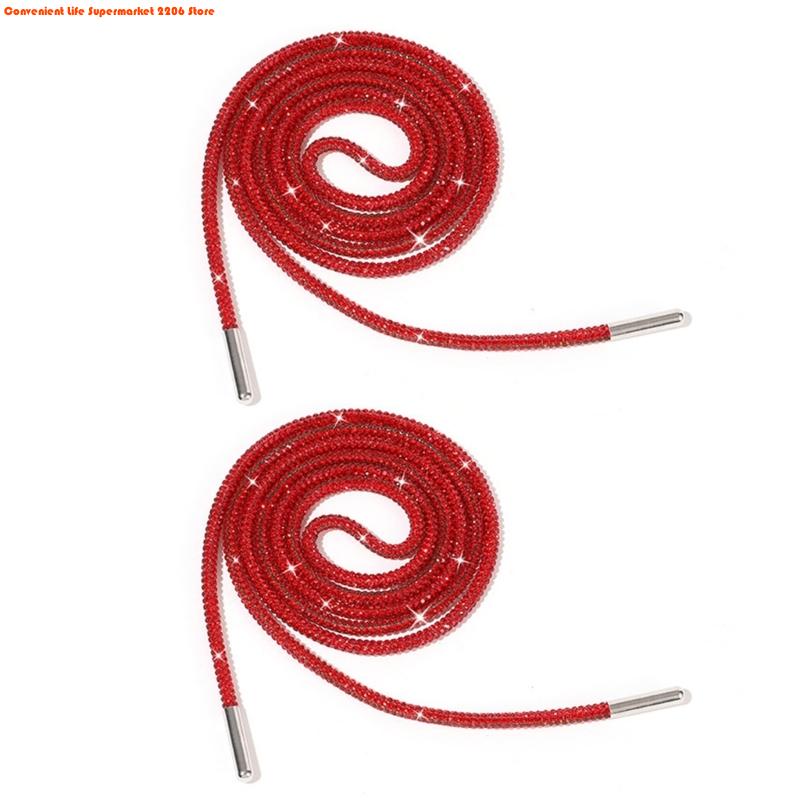 2Pcs Rhinestones Shoelaces 140cm Glitter Round Laces Shining Crystal Shoe Lace Strings Drawstring Cords Replacement