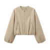 European and American Style, New Women's Clothing, Fashionable Versatile Round Neck Soft Short Bomber Jacket