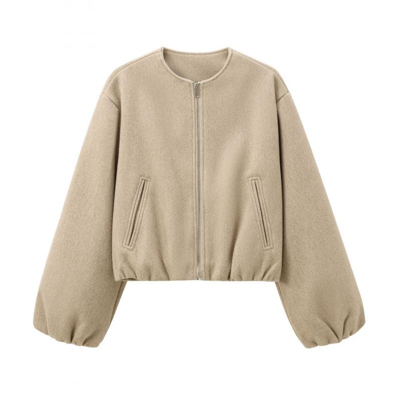 European and American Style, New Women's Clothing, Fashionable Versatile Round Neck Soft Short Bomber Jacket