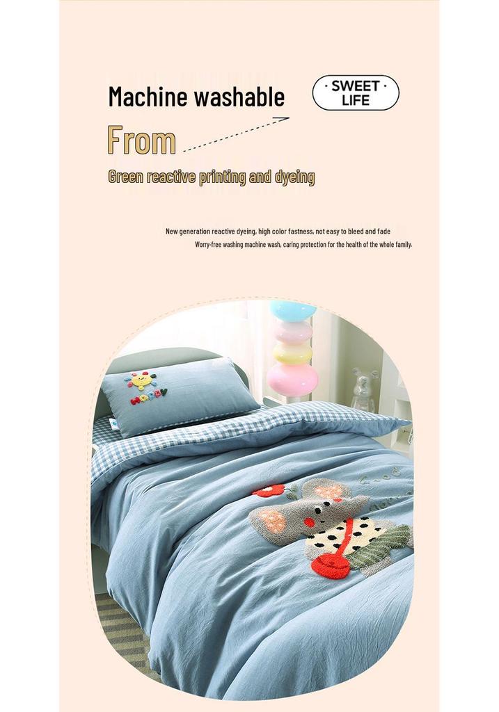 Kindergarten Cartoon Pure Cotton 3-Piece Toddler Bedding Set