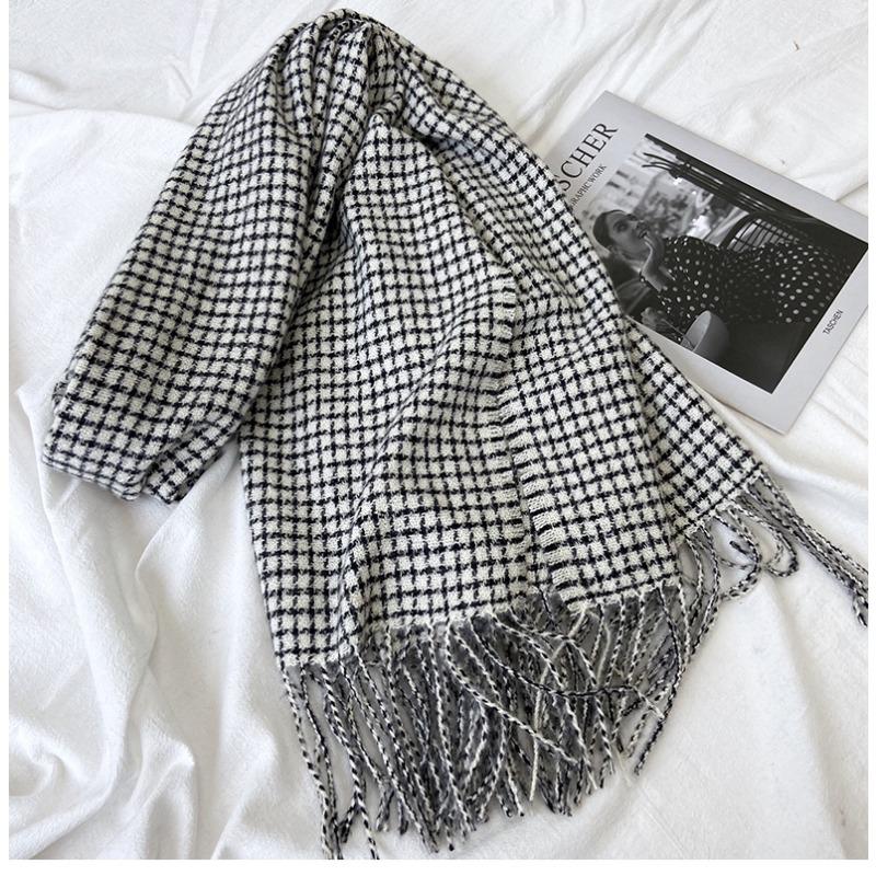 Scarf Women's Autumn and Winter New Imitation Cashmere Plaid Fringed Shawl Couple Thickened Scarf Warm Windproof Neck Scarf Casual Outdoor