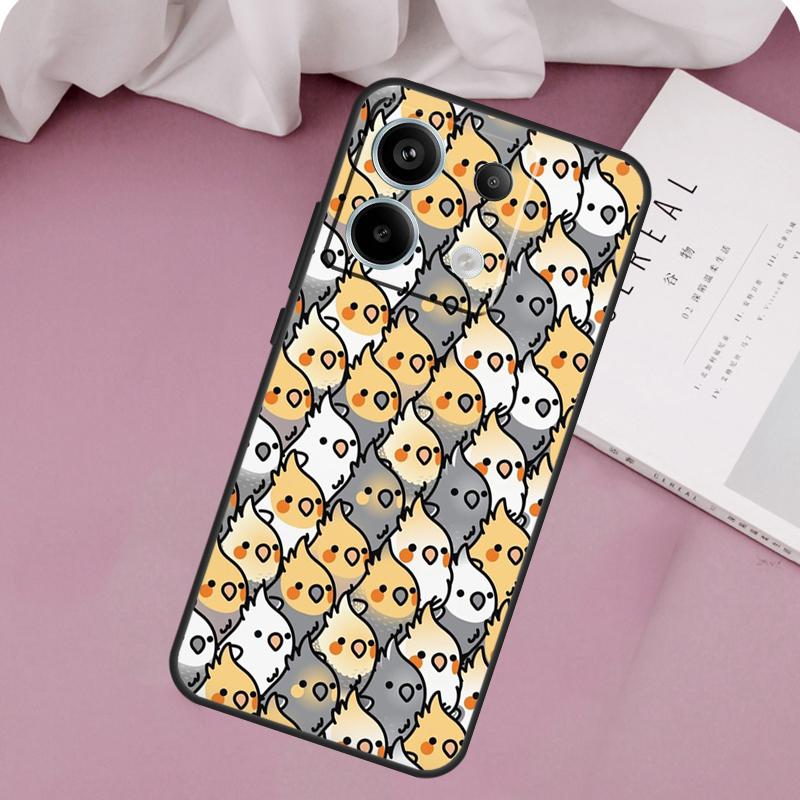 Cartoon Cockatiel Collage Case For Redmi Note 13 Pro 9 10 11 12 Pro Plus 9S 10S 11S 12S Cover For Redmi 12C 10C 13C