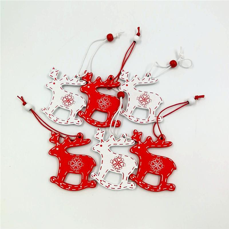 12-Piece Wooden Christmas Decorations Set - Pure Wood Pendants (Deer, Bells, Snowflakes, Stars) | Xmas Tree Ornaments