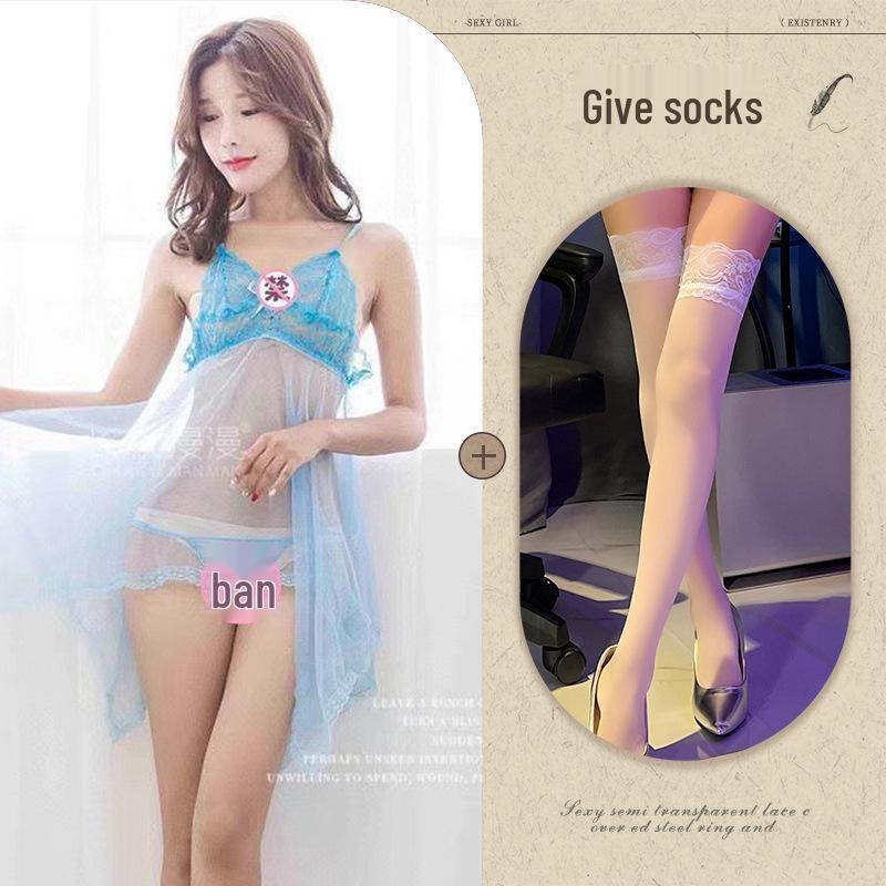 Damska Seksowna Bielizna z Siateczki i Koronki - Przezroczysta Koszula Nocna Plus Size na Wszystkie Sezony