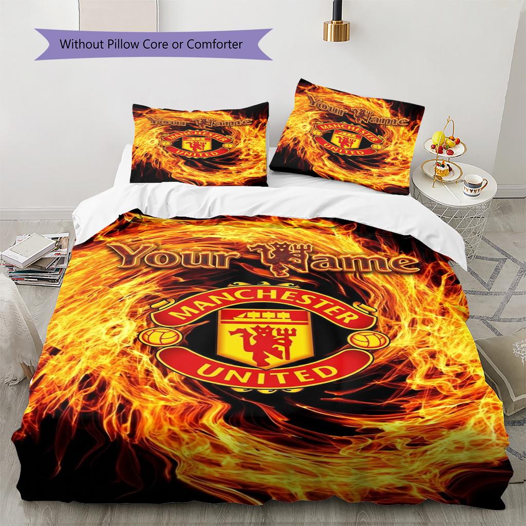 Name Custom Manchester United Pattern Bedding Set Quilt Cover Pillowcase Home Decor Gift (1 * duvet cover + 2 * pillowcase, without core)