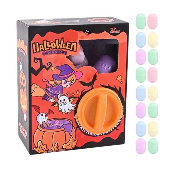 Halloween Mini Capsule Toy Machine 6/12/16 Random Surprise Eggs Cute Cartoon Gashapon Machine Mini Round Capsule Gift for Kindergarten Xmas Easter