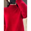 Pullover Sweater Women Half High Neck Sweater Pullover Casual Loose Knitting Solid Long Sleeve Sweater Pullover Female