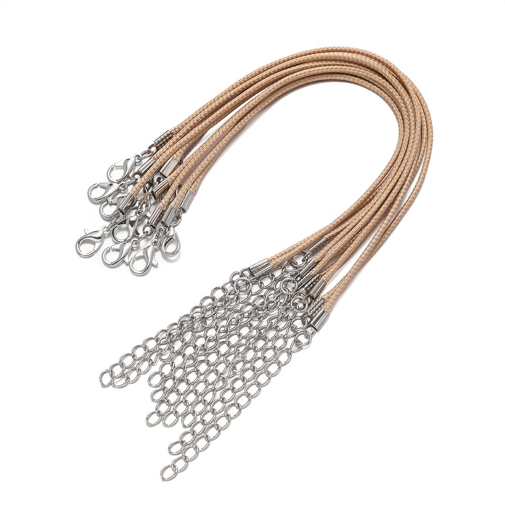 10pcs/Lots 1.5/2mm PU Leather Bracelet Cord  Kit Wax-Coated Braided Strings With Charms for Bracelet Jewelry Making Supplies