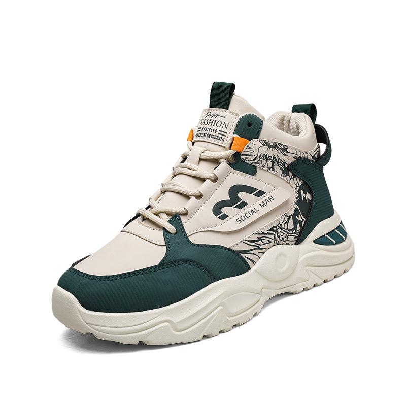 High-top Men's Shoes Teen Trend Casual Sports Leather Basketball Sports Shoes Men's Autumn Height-increasing Dad Tide Shoes