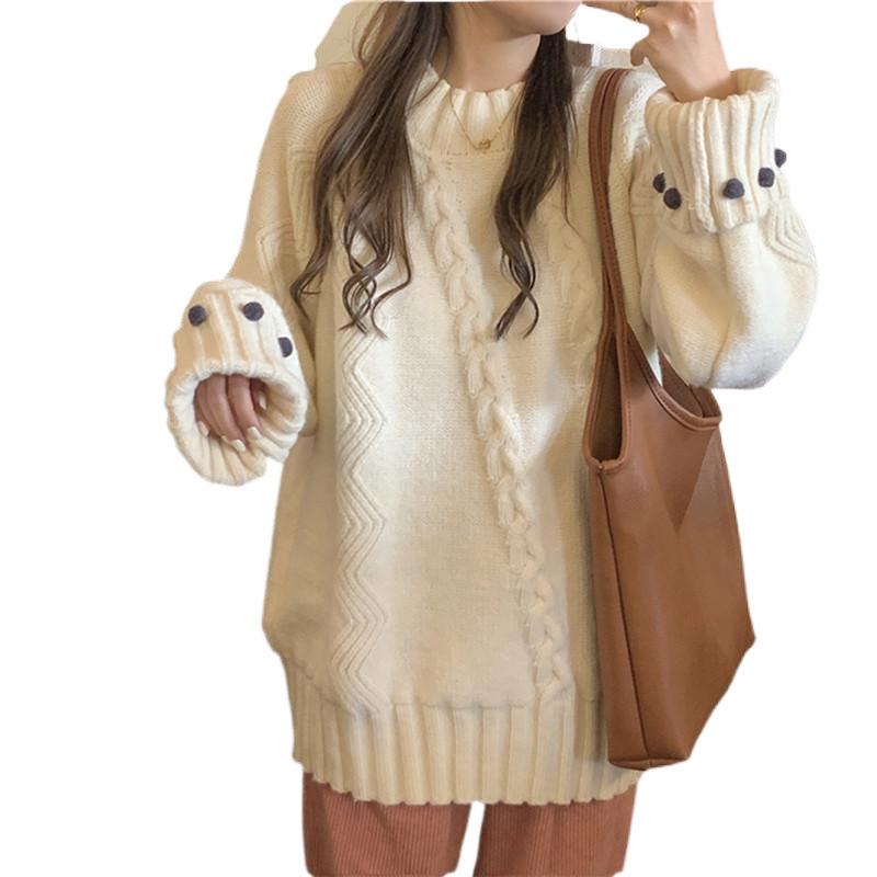 Women's Retro Thick Knit Sweater - Cozy, Loose-Fit, Autumn/Winter Style