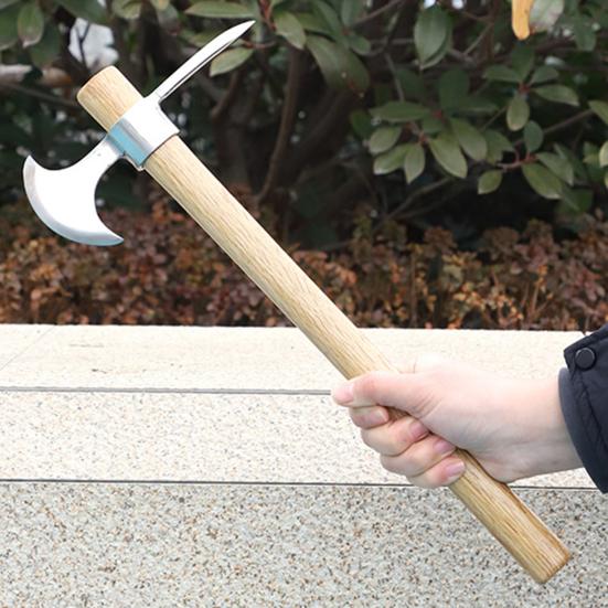 Piccozza a doppia testa in acciaio inossidabile con manico in legno allentare il terreno scavare zappa piccozza multifunzionale attrezzi da giardinaggio