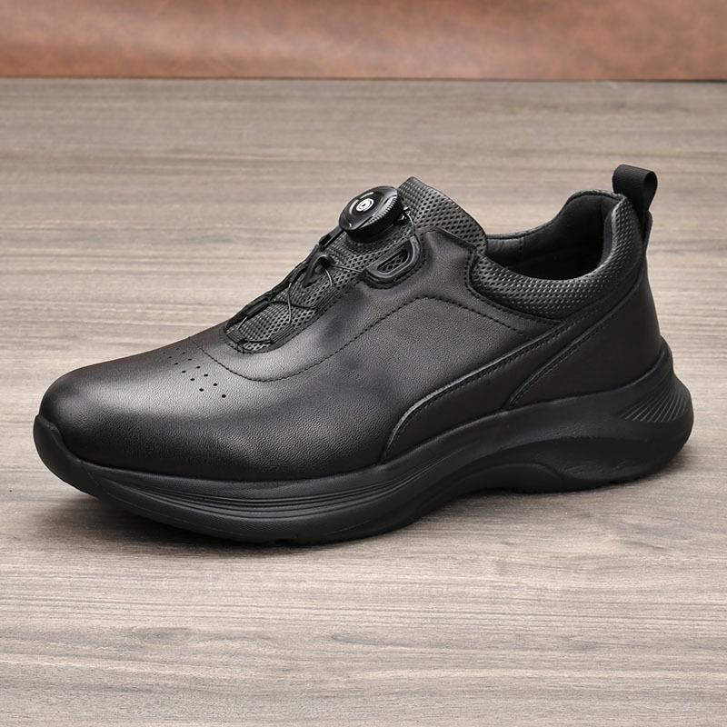 

Мужские кроссовки из натуральной кожи - Осенние дышащие, легкие, толстая подошва с поворотной кнопкой 41 чёрный