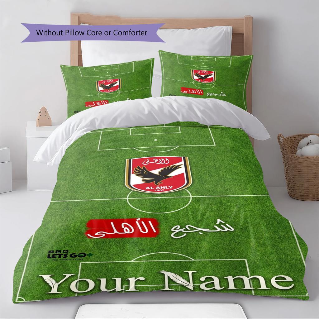 Name Custom Al Ahly Sporting Pattern Bedding Set Quilt Cover Pillowcase Home Decor Gift (1 * duvet cover + 2 * pillowcase, without core)