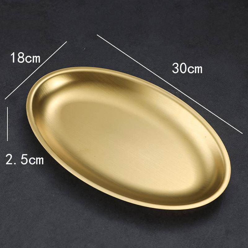 Korean Stainless Steel BBQ Gold Cutlery Round Plate