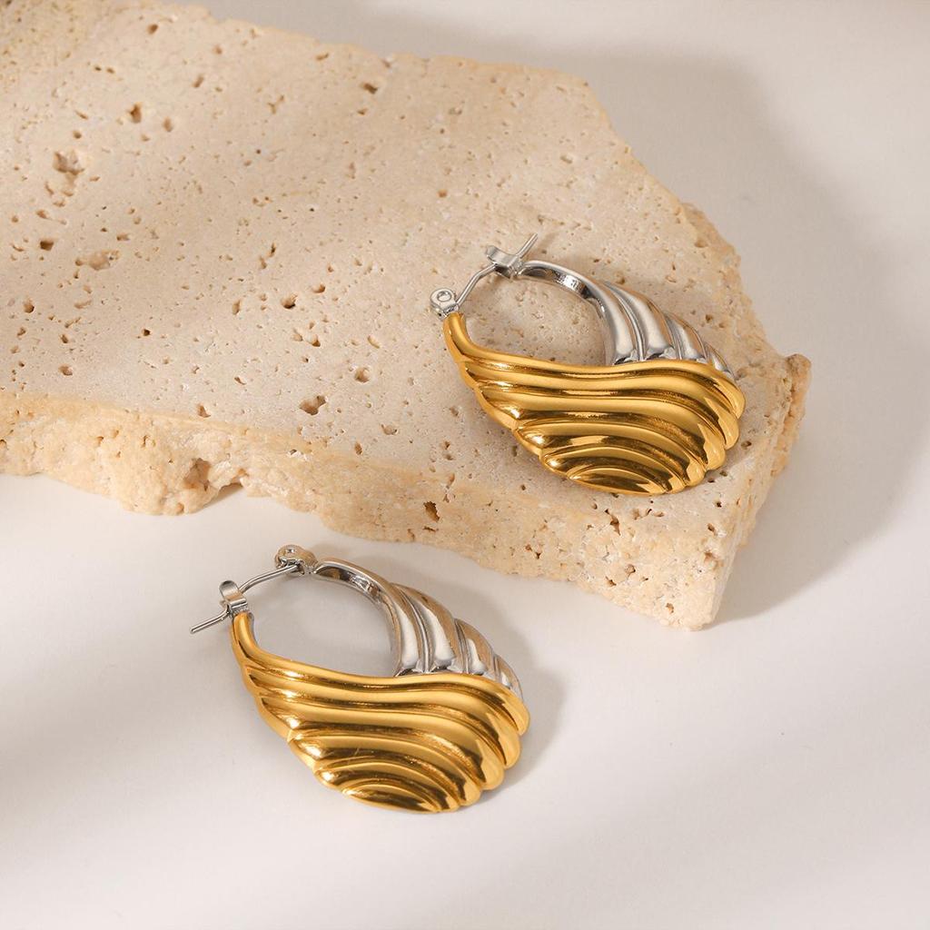 Elegant Gold & Silver Stainless Steel Crossbody Bag Stud Earrings - European & American Design, High-End Titanium Steel for Women