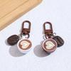 Coffee Cup Keychain Creative Keychain Pendant Mini Latte Art Coffee Cup Key Chain with Simulated Coffee Bean for Bags Keys