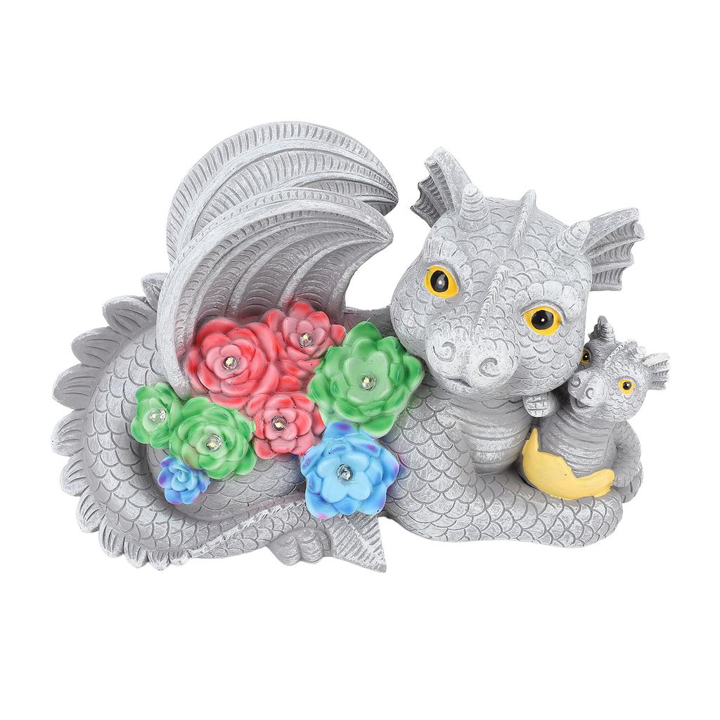 Садова статуя динозавра, Сонячна статуя матері та сина для вуличної прикраси, Скульптура динозавра з смоли для прикраси саду