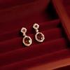 Pre-owned Ruby Earrings: Retro Silver Needle Studs with Red Gems