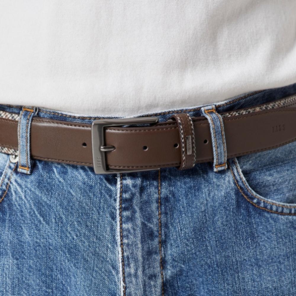 Daks Dark Brown Check Strap   Hook Leather Belt Dbbe6e722w3