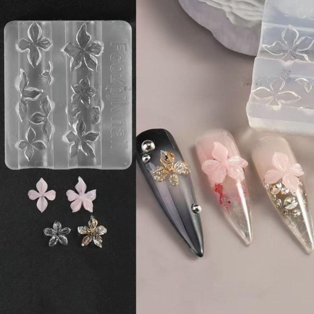 3D Design Nail Carving Mold Clear Silicone 3D Silicone Nail Art Molds Flower Nail Mold  Nail Art