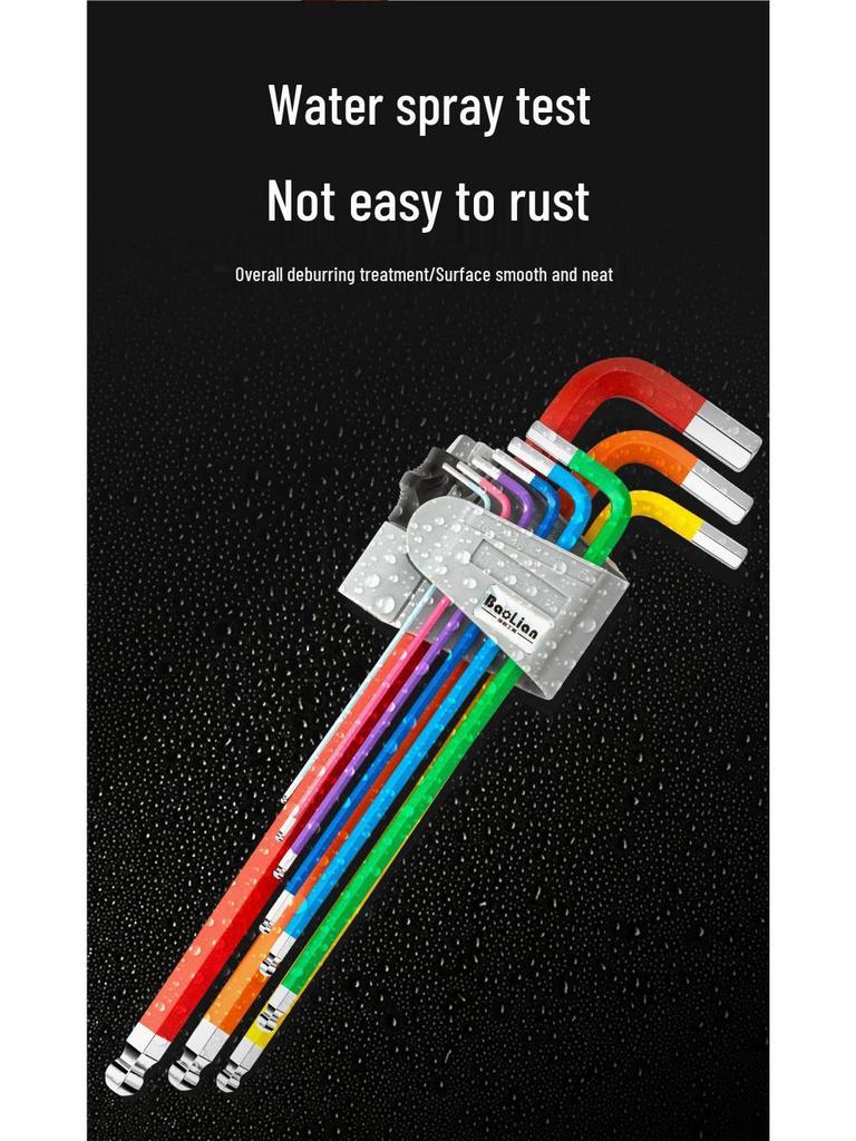 Colored Hex Key Set with Multifunctional 6-Point Screwdriver