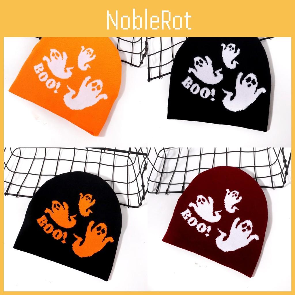 Ghost Pattern Festive Knitted Cap Halloween Fashion Hat Casual Gift Breathable